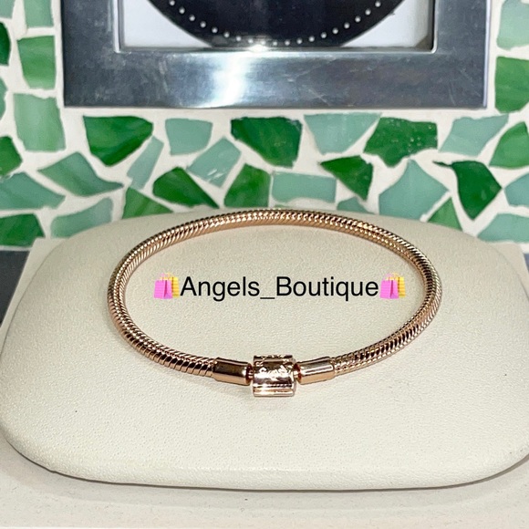 New Pandora Rose Moments Barrel Clasp Snake Chain Bracelet - Picture 4 of 8